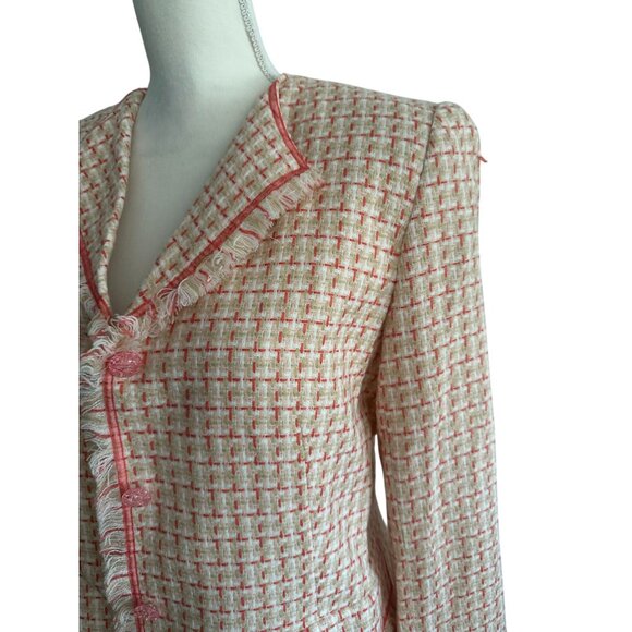 BOB MACKIE Peach Boucle Button Blazer Jacket Size 12 - Picture 3 of 8